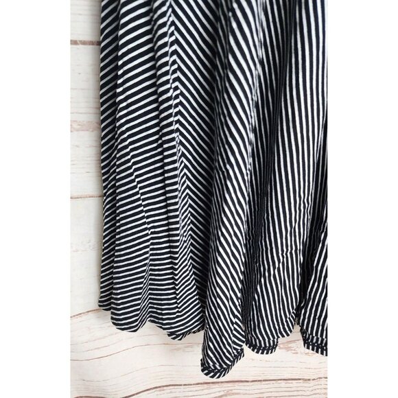 Chico’s Black & Neutral Striped Maxi Skirt Size 1 | Stylish Pull-On Long Skirt - Picture 2 of 12